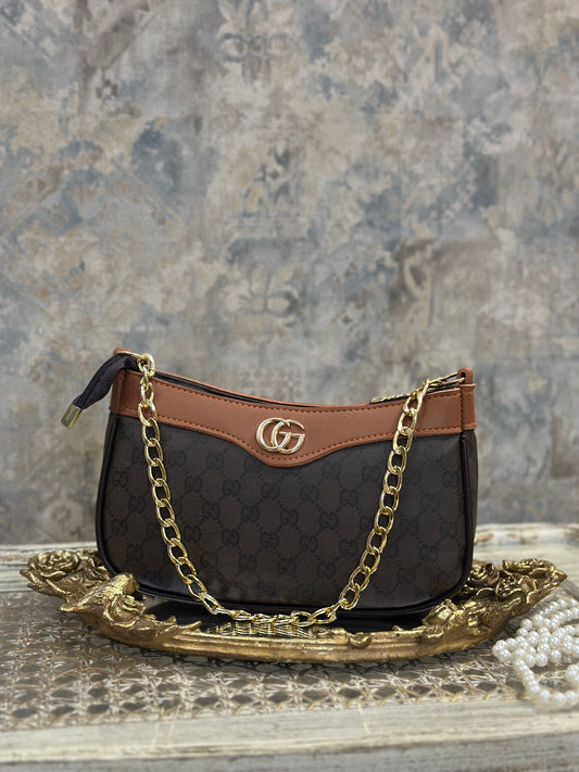 Floral Mustard-Brown Cross-Body Bag
