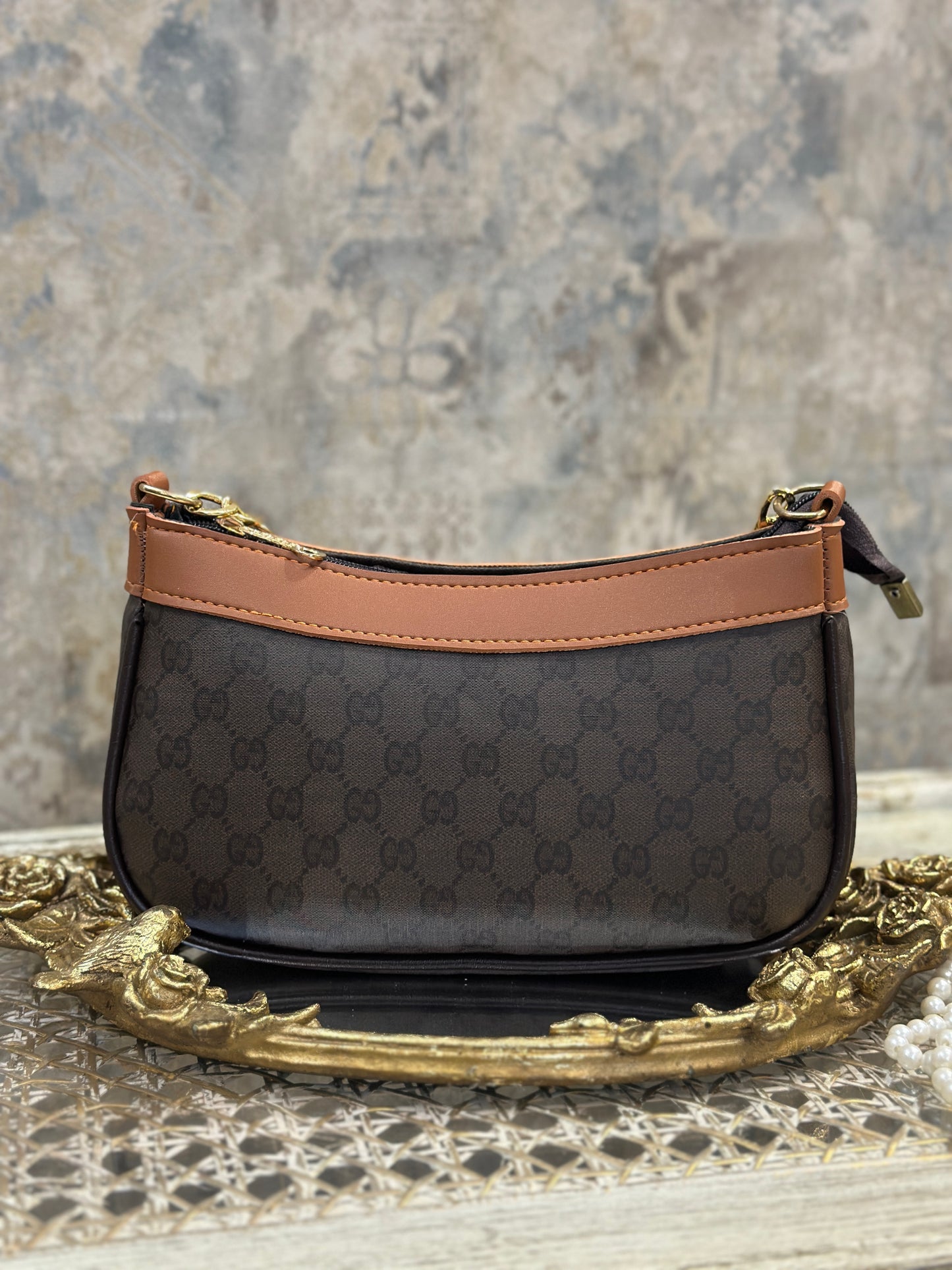 Floral Mustard-Brown Cross-Body Bag