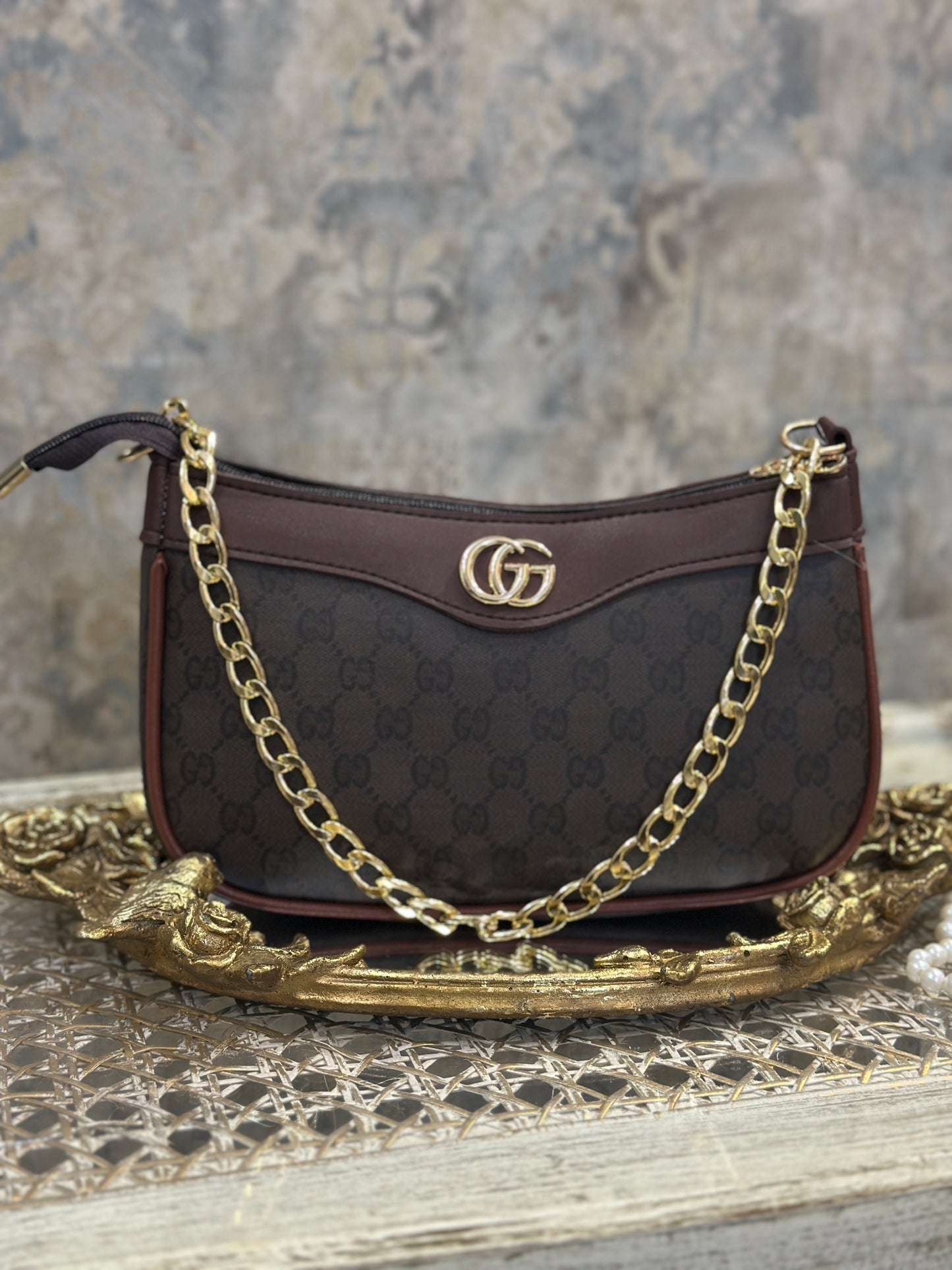 Floral Brown Gucci Cross-Body Bag