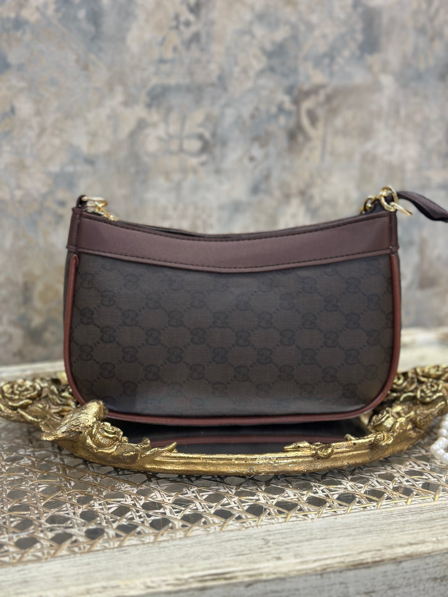 Floral Brown Gucci Cross-Body Bag