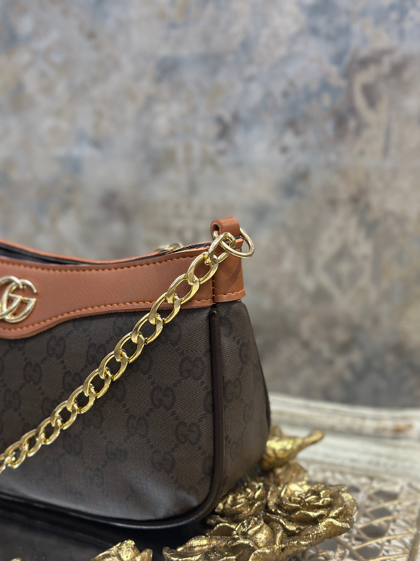 Floral Mustard-Brown Cross-Body Bag